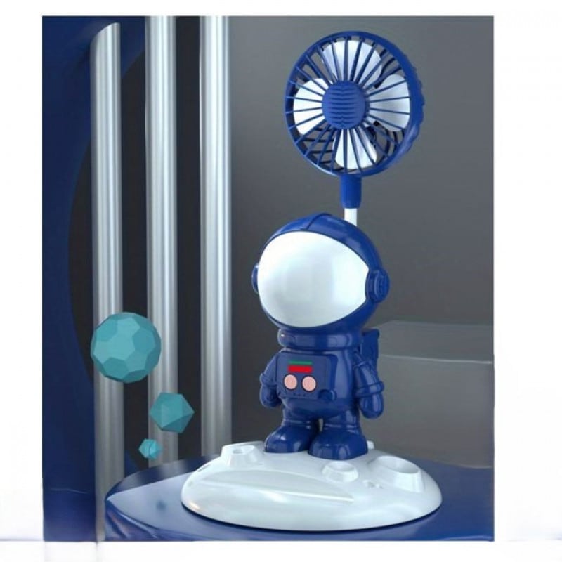 Ventilateur Rieur Astronaute 3-en-1 – Lumière, Support Téléphone & Rechargeable